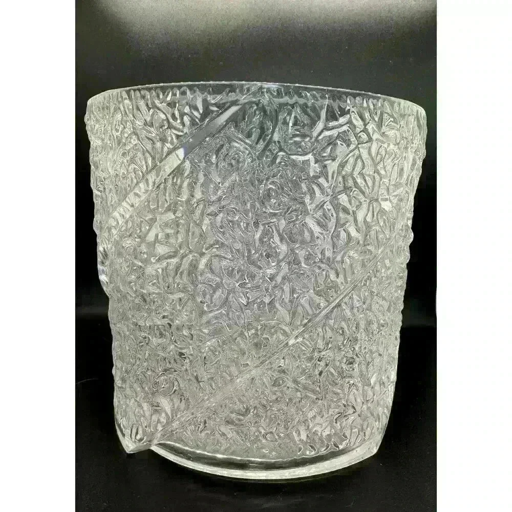Vintage Mid-Century Modern Lucite Iceberg Textured Ice Bucket Stunning Clear